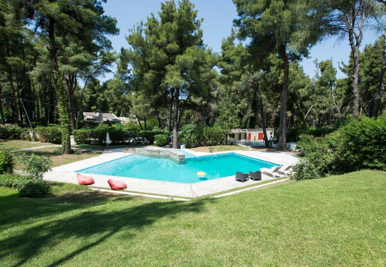 Villa Aurora In Sani With Garden And Pool Екстериор снимка